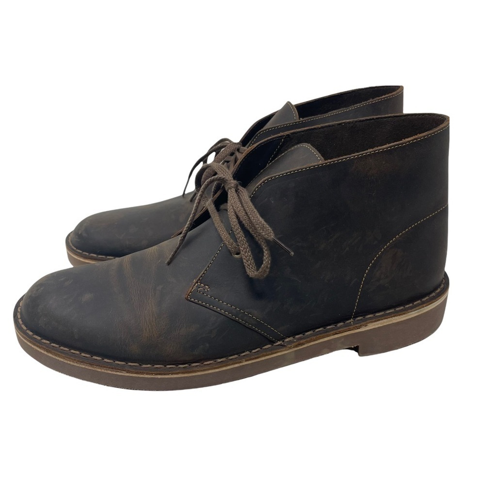 Clarks Bushacre 2 Brown Leather‎ Beeswax Ankle Chukka Casual Boots Size 12